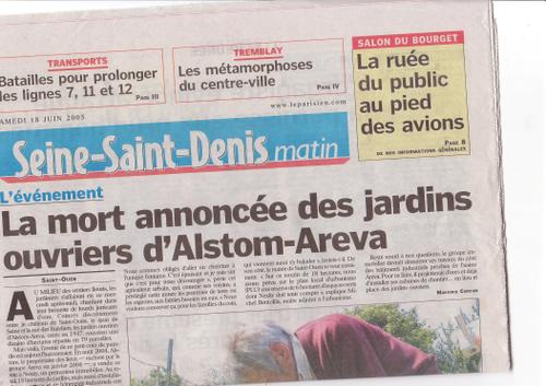 Jardins Ouvriers : Le Parisien93, 18 juin 05, 1/2